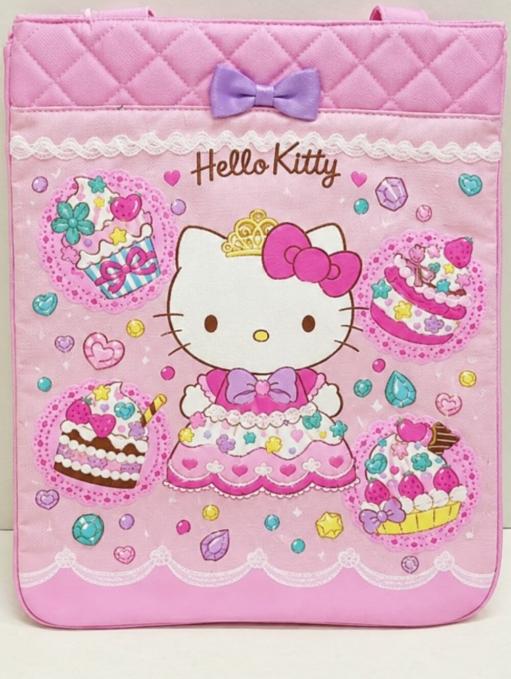 Sanrio Hello Kitty Pink Quilted Tote Bag - Princess Sweets Theme 🍰👑